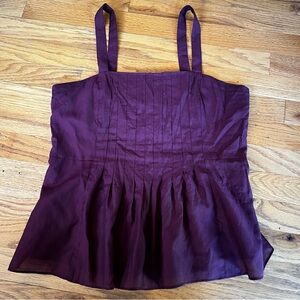 Banana Republic Pintuck Purple Sleeveless Peplum Camisole